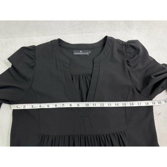 Pomander Place Tuckernuck Black Crepe Kenzo Mini Dress Women's M EUC - Picture 8 of 9